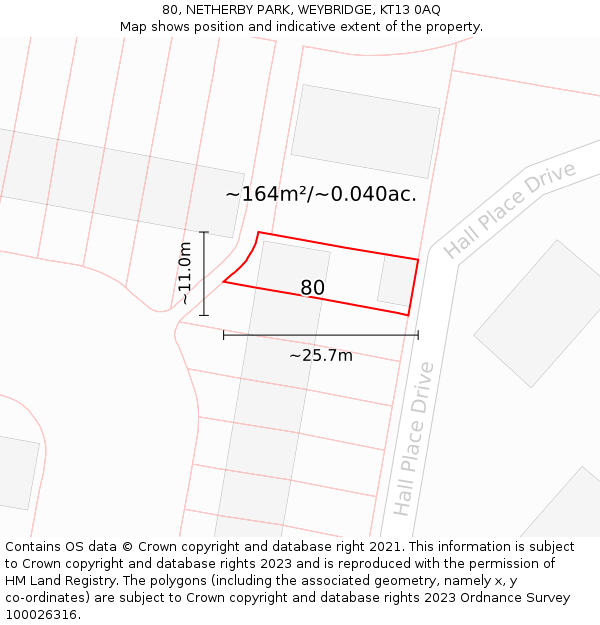 80, NETHERBY PARK, WEYBRIDGE, KT13 0AQ: Plot and title map