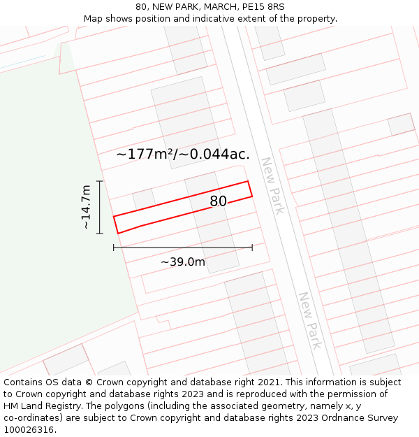 80, NEW PARK, MARCH, PE15 8RS: Plot and title map