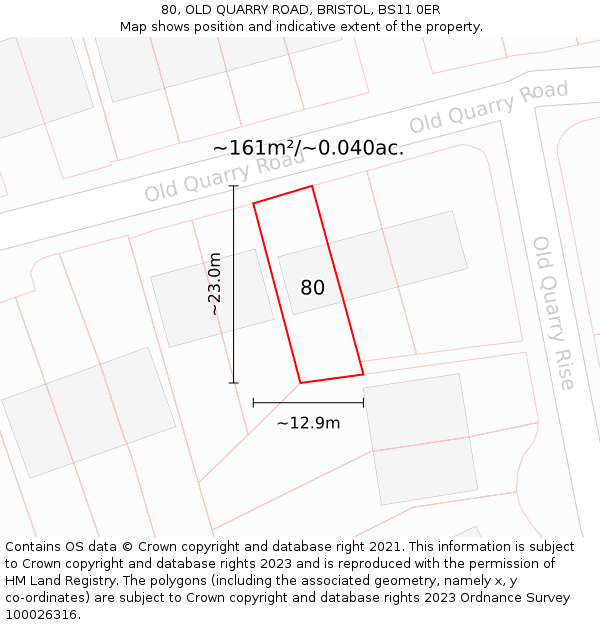 80, OLD QUARRY ROAD, BRISTOL, BS11 0ER: Plot and title map