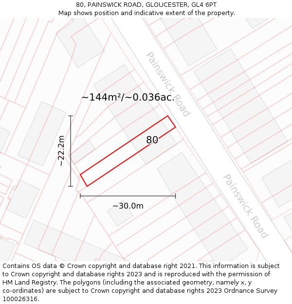 80, PAINSWICK ROAD, GLOUCESTER, GL4 6PT: Plot and title map