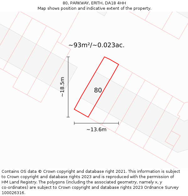 80, PARKWAY, ERITH, DA18 4HH: Plot and title map