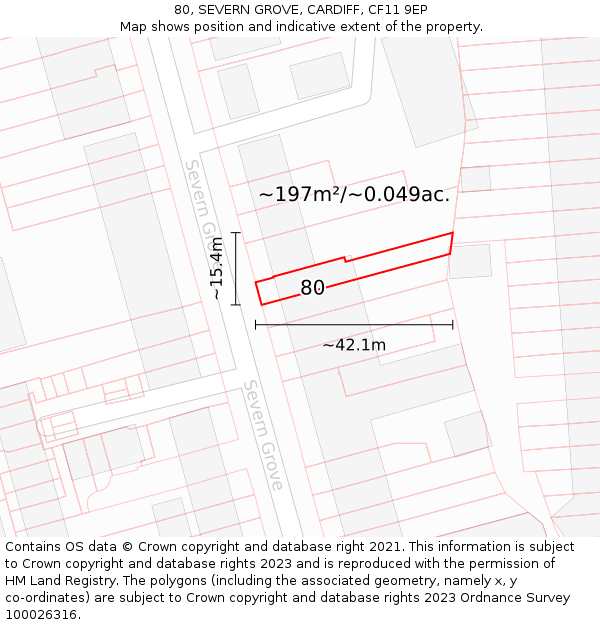 80, SEVERN GROVE, CARDIFF, CF11 9EP: Plot and title map