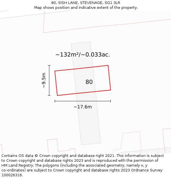 80, SISH LANE, STEVENAGE, SG1 3LR: Plot and title map