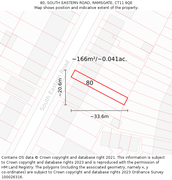 80, SOUTH EASTERN ROAD, RAMSGATE, CT11 9QE: Plot and title map