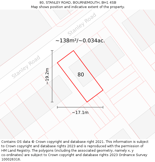 80, STANLEY ROAD, BOURNEMOUTH, BH1 4SB: Plot and title map