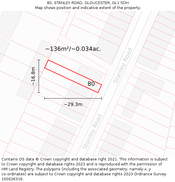 80, STANLEY ROAD, GLOUCESTER, GL1 5DH: Plot and title map
