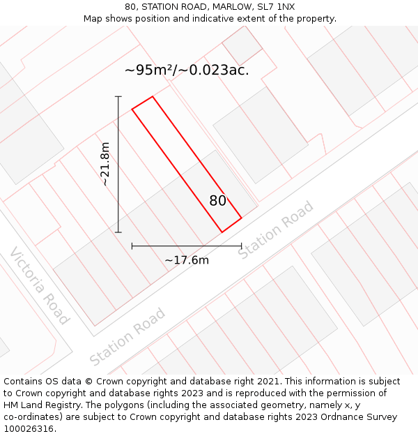 80, STATION ROAD, MARLOW, SL7 1NX: Plot and title map
