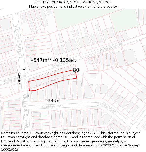 80, STOKE OLD ROAD, STOKE-ON-TRENT, ST4 6ER: Plot and title map