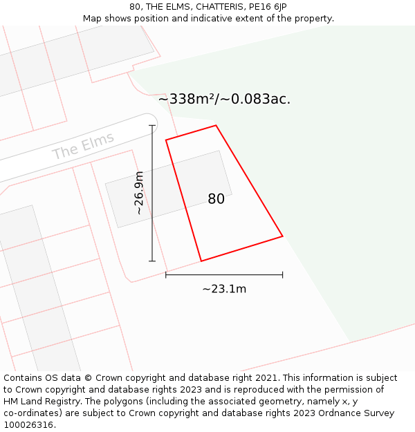 80, THE ELMS, CHATTERIS, PE16 6JP: Plot and title map