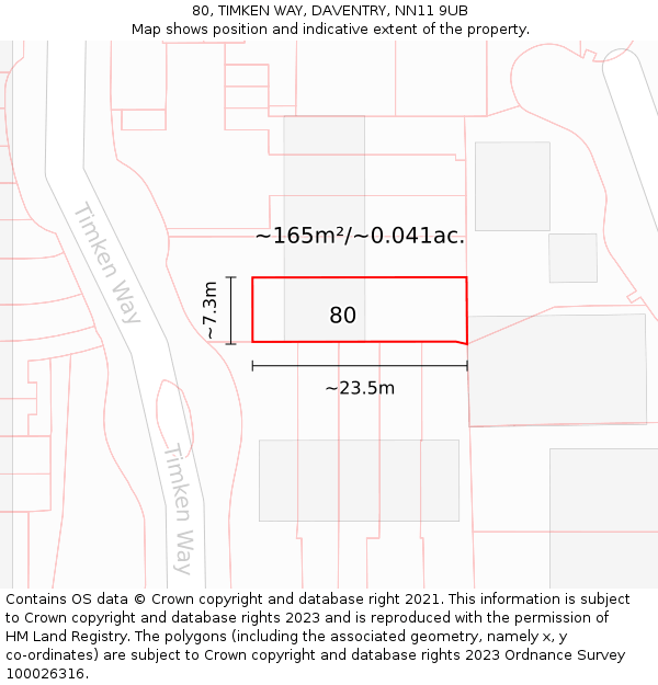 80, TIMKEN WAY, DAVENTRY, NN11 9UB: Plot and title map