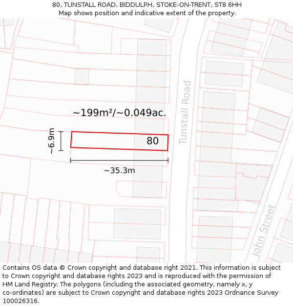 80, TUNSTALL ROAD, BIDDULPH, STOKE-ON-TRENT, ST8 6HH: Plot and title map
