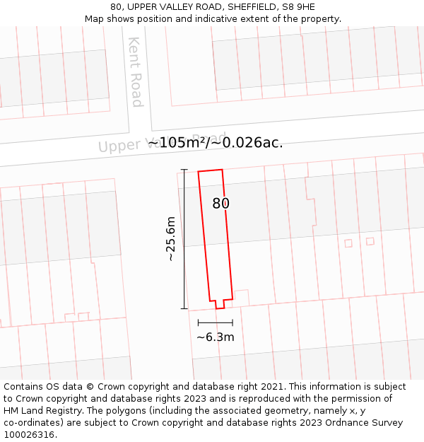 80, UPPER VALLEY ROAD, SHEFFIELD, S8 9HE: Plot and title map