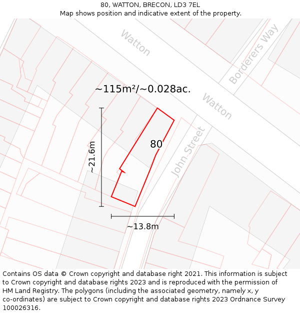 80, WATTON, BRECON, LD3 7EL: Plot and title map