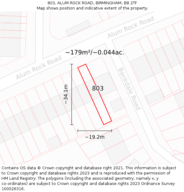 803, ALUM ROCK ROAD, BIRMINGHAM, B8 2TF: Plot and title map