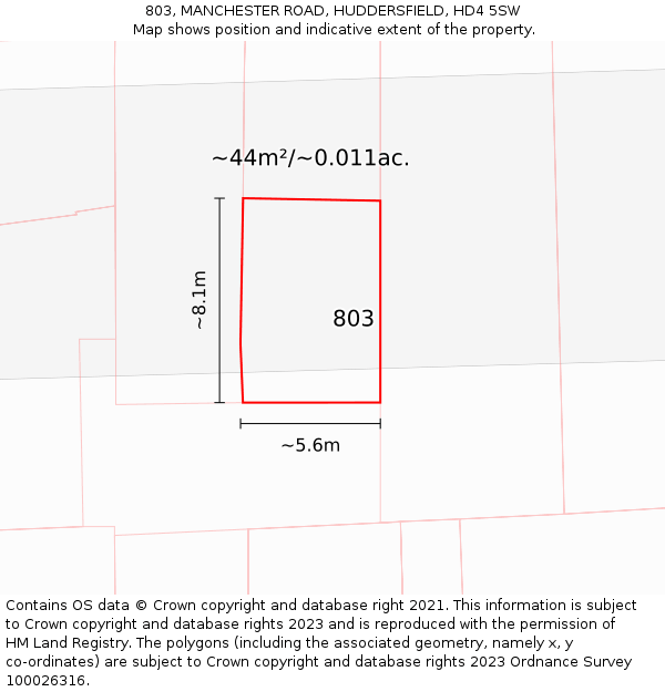 803, MANCHESTER ROAD, HUDDERSFIELD, HD4 5SW: Plot and title map