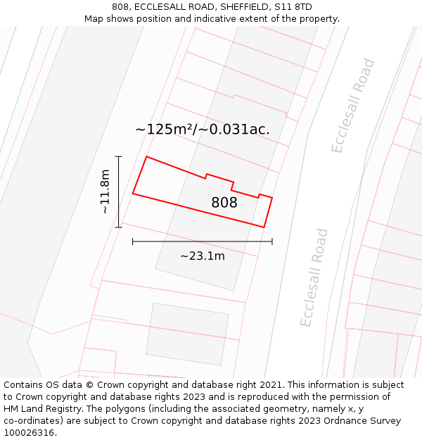 808, ECCLESALL ROAD, SHEFFIELD, S11 8TD: Plot and title map