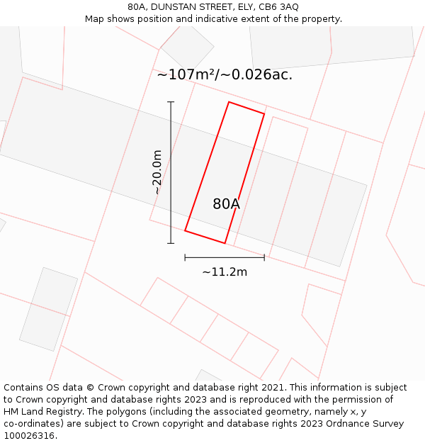 80A, DUNSTAN STREET, ELY, CB6 3AQ: Plot and title map