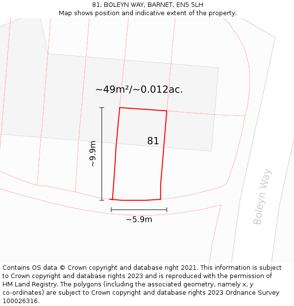 81, BOLEYN WAY, BARNET, EN5 5LH: Plot and title map