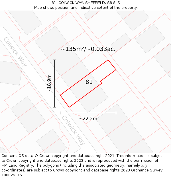81, COLWICK WAY, SHEFFIELD, S8 8LS: Plot and title map