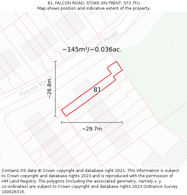 81, FALCON ROAD, STOKE-ON-TRENT, ST3 7FU: Plot and title map
