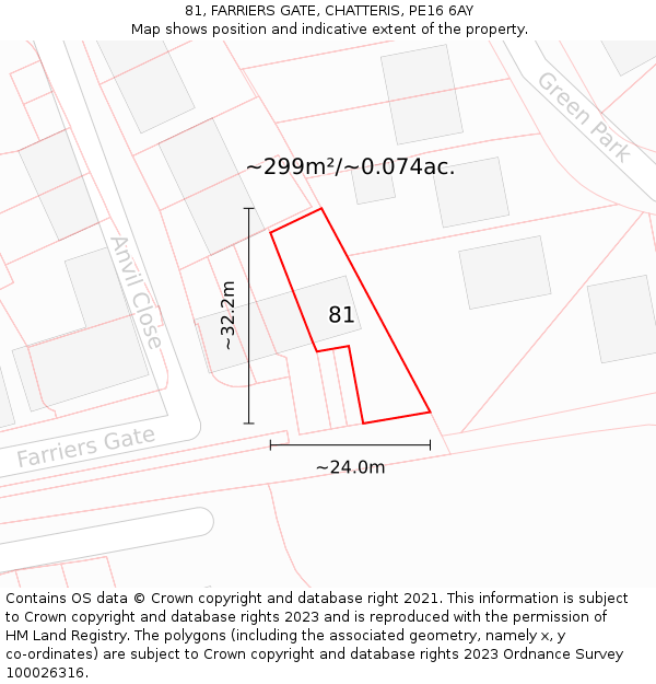 81, FARRIERS GATE, CHATTERIS, PE16 6AY: Plot and title map