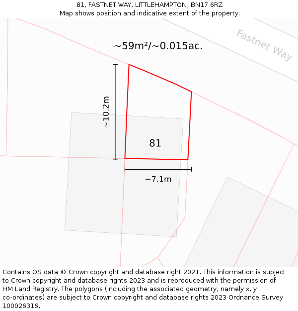 81, FASTNET WAY, LITTLEHAMPTON, BN17 6RZ: Plot and title map