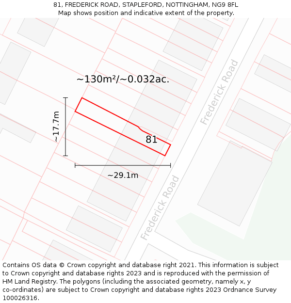 81, FREDERICK ROAD, STAPLEFORD, NOTTINGHAM, NG9 8FL: Plot and title map