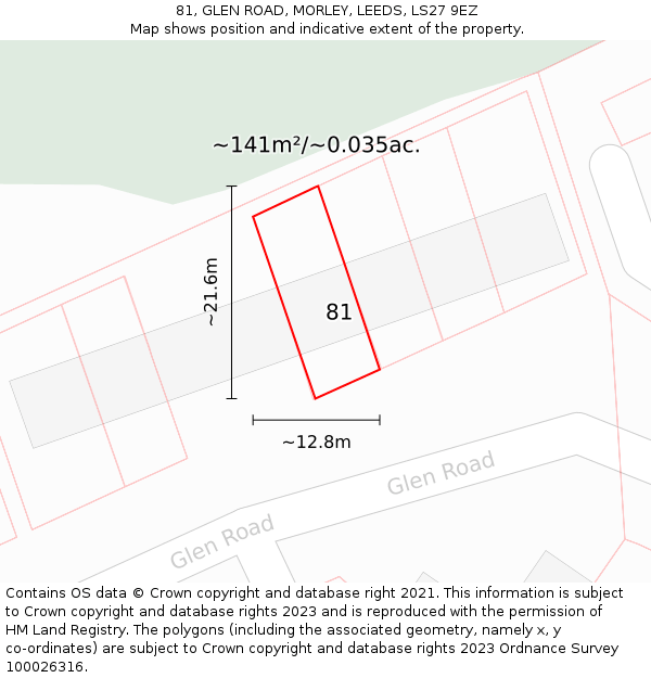 81, GLEN ROAD, MORLEY, LEEDS, LS27 9EZ: Plot and title map