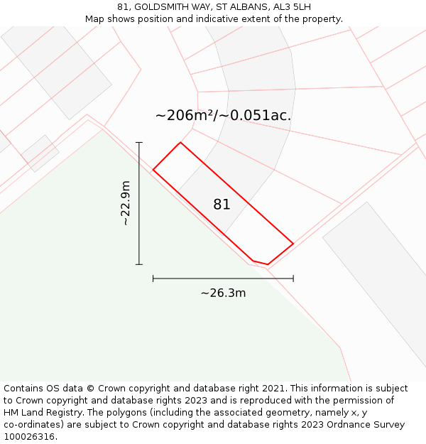 81, GOLDSMITH WAY, ST ALBANS, AL3 5LH: Plot and title map