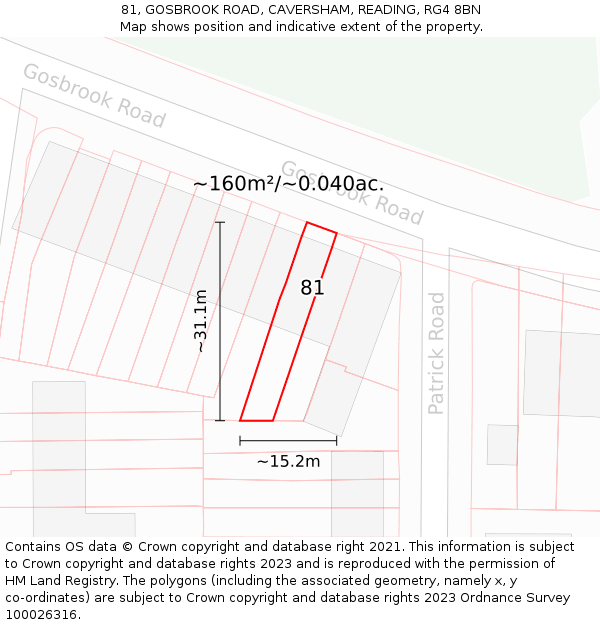 81, GOSBROOK ROAD, CAVERSHAM, READING, RG4 8BN: Plot and title map