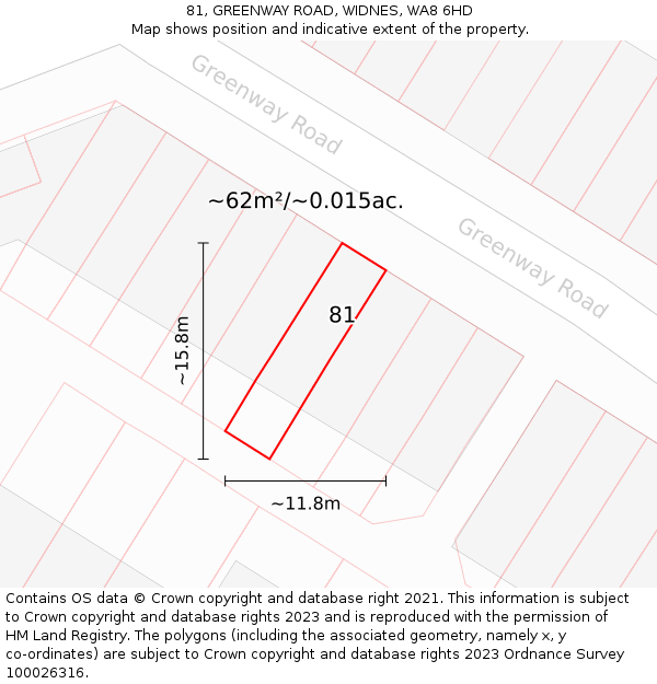 81, GREENWAY ROAD, WIDNES, WA8 6HD: Plot and title map