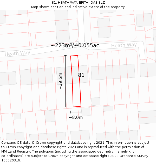 81, HEATH WAY, ERITH, DA8 3LZ: Plot and title map
