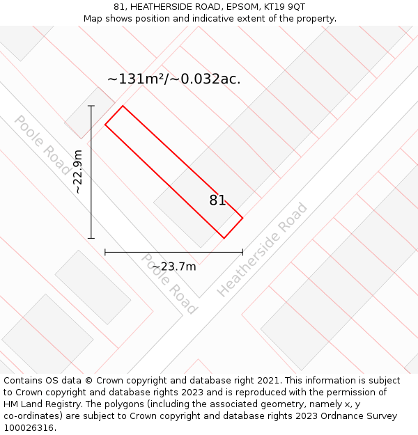 81, HEATHERSIDE ROAD, EPSOM, KT19 9QT: Plot and title map