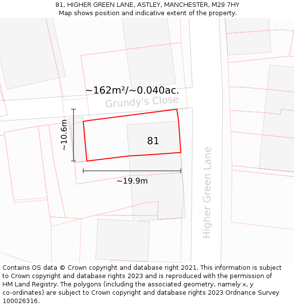 81, HIGHER GREEN LANE, ASTLEY, MANCHESTER, M29 7HY: Plot and title map