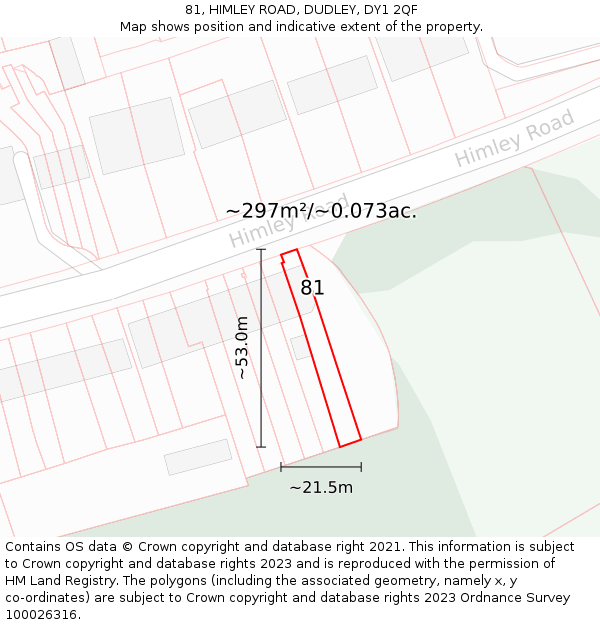 81, HIMLEY ROAD, DUDLEY, DY1 2QF: Plot and title map