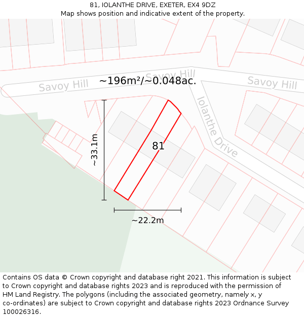 81, IOLANTHE DRIVE, EXETER, EX4 9DZ: Plot and title map
