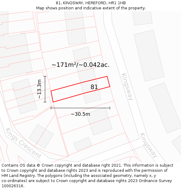 81, KINGSWAY, HEREFORD, HR1 1HB: Plot and title map