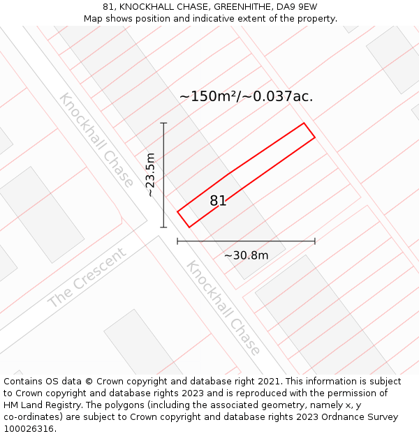 81, KNOCKHALL CHASE, GREENHITHE, DA9 9EW: Plot and title map