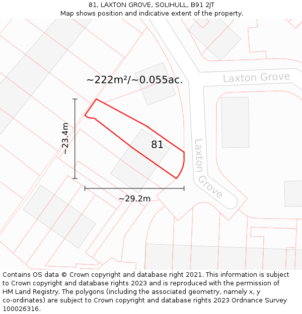 81, LAXTON GROVE, SOLIHULL, B91 2JT: Plot and title map