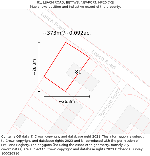 81, LEACH ROAD, BETTWS, NEWPORT, NP20 7XE: Plot and title map