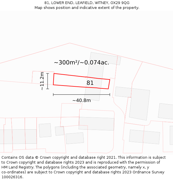 81, LOWER END, LEAFIELD, WITNEY, OX29 9QG: Plot and title map