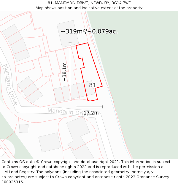 81, MANDARIN DRIVE, NEWBURY, RG14 7WE: Plot and title map