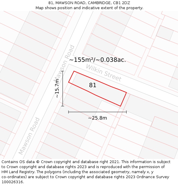 81, MAWSON ROAD, CAMBRIDGE, CB1 2DZ: Plot and title map