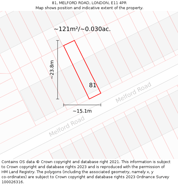 81, MELFORD ROAD, LONDON, E11 4PR: Plot and title map