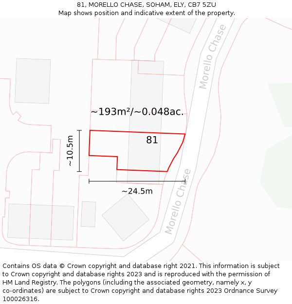 81, MORELLO CHASE, SOHAM, ELY, CB7 5ZU: Plot and title map