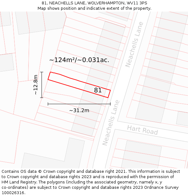 81, NEACHELLS LANE, WOLVERHAMPTON, WV11 3PS: Plot and title map