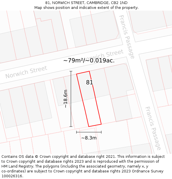 81, NORWICH STREET, CAMBRIDGE, CB2 1ND: Plot and title map