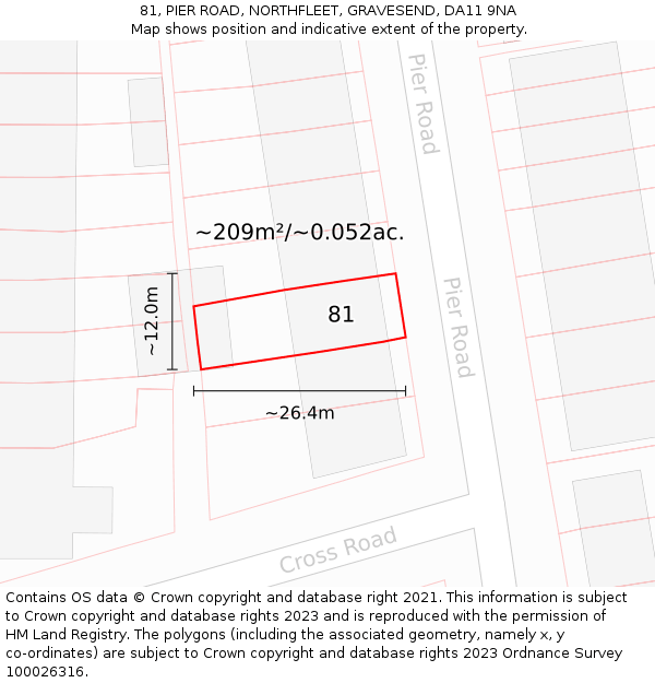 81, PIER ROAD, NORTHFLEET, GRAVESEND, DA11 9NA: Plot and title map