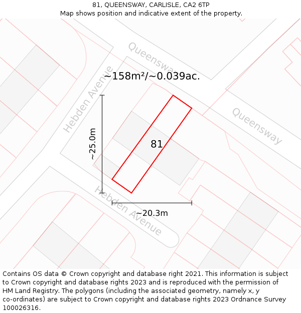 81, QUEENSWAY, CARLISLE, CA2 6TP: Plot and title map