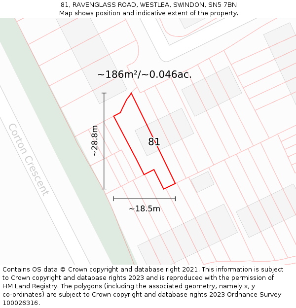 81, RAVENGLASS ROAD, WESTLEA, SWINDON, SN5 7BN: Plot and title map